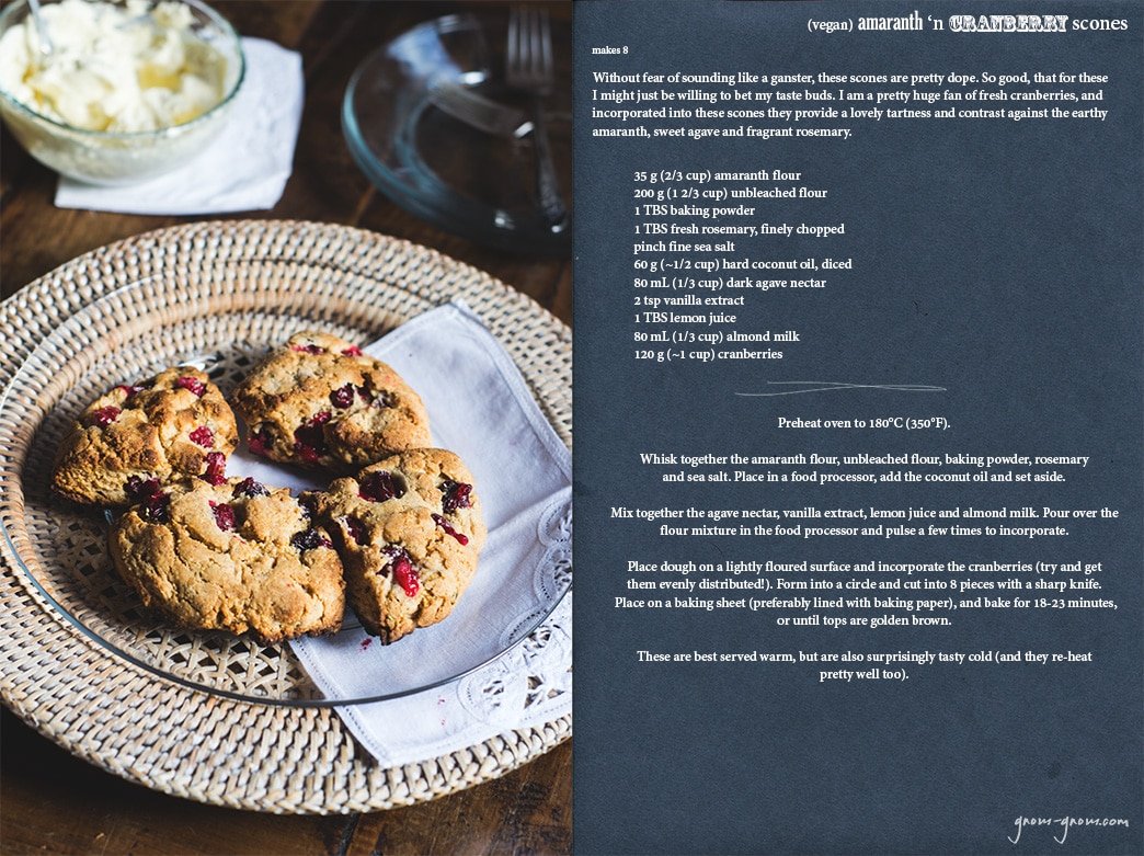 (vegan) amaranth 'n cranberry scones recipe- gnom-gnom.com