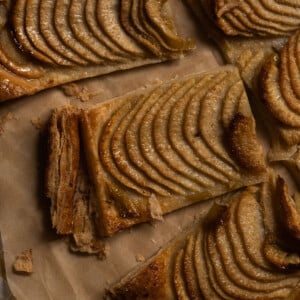 Sourdough discard rough puff pastry showing the flaky layers