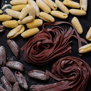 Low carb pasta made out of lupin flour and sweet potato
