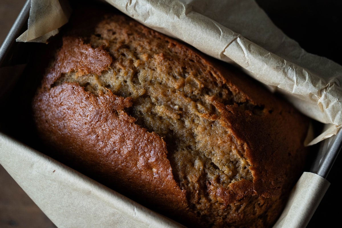 Freshly baked sourdough banana bread